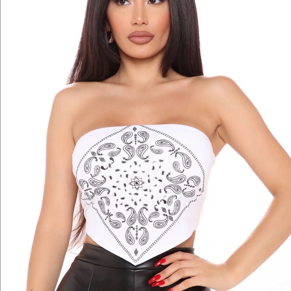 White and black bandeau style tube top - Size Small -  NEW